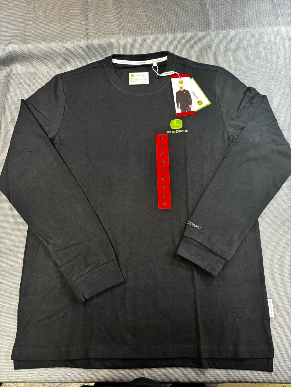 John Deere Men’s Long-Sleeve Crewneck Shirt - Black size medium embroidered logo